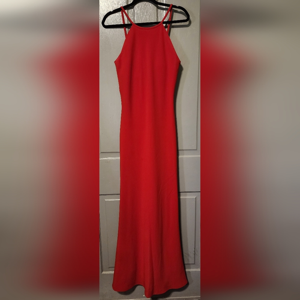Calvin Klein Open-Back Halter Gown, Red, Size 10, EUC‎